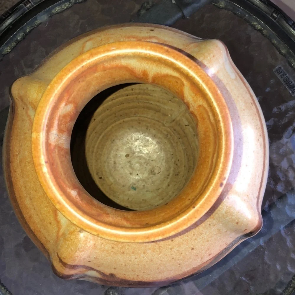 COPY - Glazed Vase Tan brown blue colors Made in 93/95’